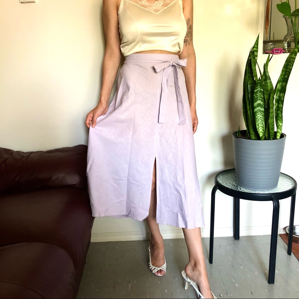 Lilac Linen Blend Maxi Skirt